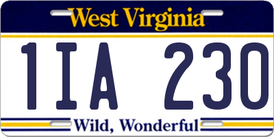 WV license plate 1IA230