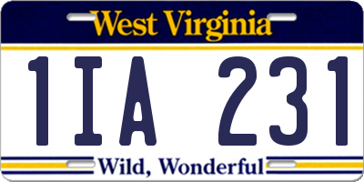 WV license plate 1IA231