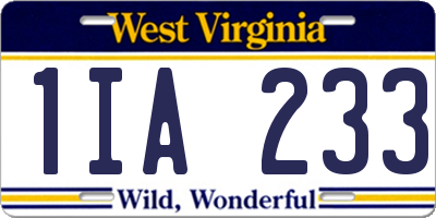 WV license plate 1IA233