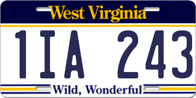 WV license plate 1IA243