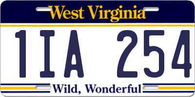 WV license plate 1IA254