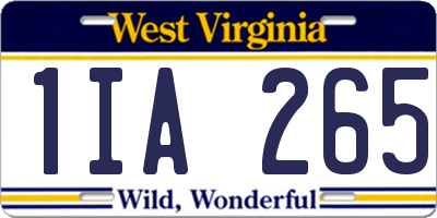 WV license plate 1IA265