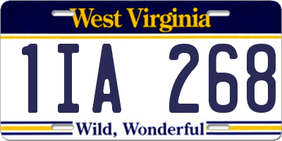 WV license plate 1IA268