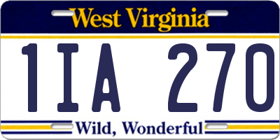 WV license plate 1IA270