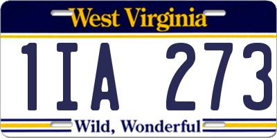 WV license plate 1IA273