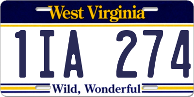 WV license plate 1IA274
