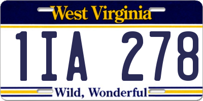 WV license plate 1IA278