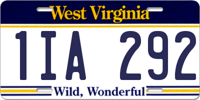 WV license plate 1IA292