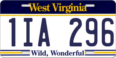 WV license plate 1IA296