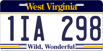 WV license plate 1IA298