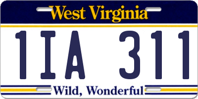 WV license plate 1IA311