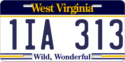 WV license plate 1IA313
