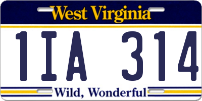 WV license plate 1IA314