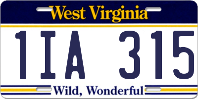 WV license plate 1IA315