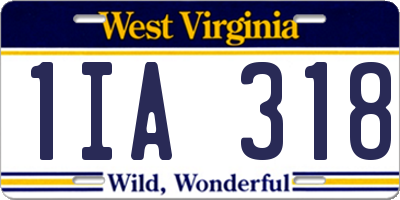 WV license plate 1IA318