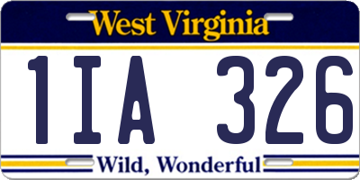 WV license plate 1IA326