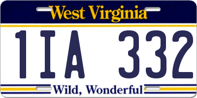 WV license plate 1IA332