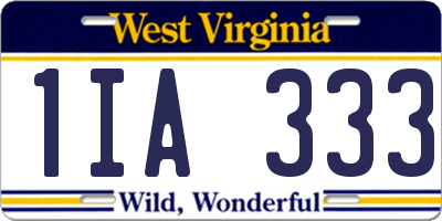 WV license plate 1IA333