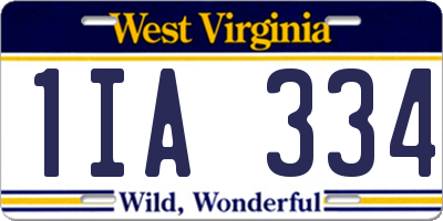 WV license plate 1IA334