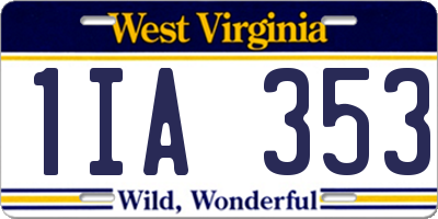 WV license plate 1IA353