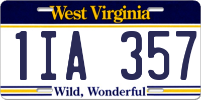 WV license plate 1IA357