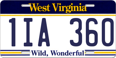 WV license plate 1IA360
