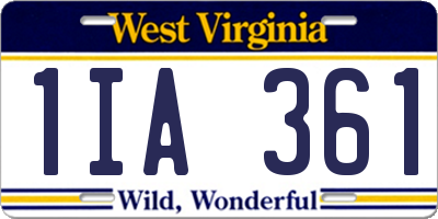 WV license plate 1IA361