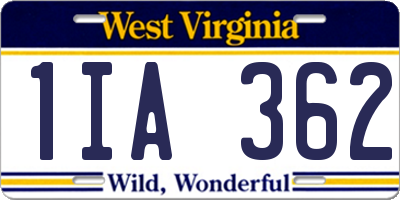 WV license plate 1IA362