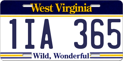 WV license plate 1IA365