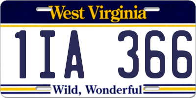 WV license plate 1IA366