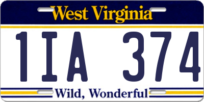 WV license plate 1IA374