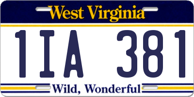 WV license plate 1IA381