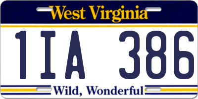 WV license plate 1IA386