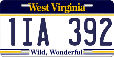 WV license plate 1IA392