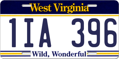 WV license plate 1IA396