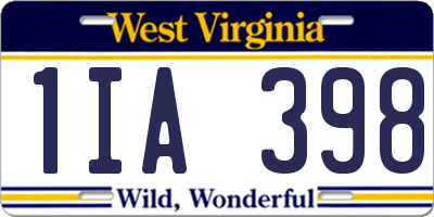 WV license plate 1IA398