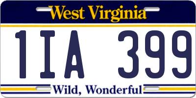 WV license plate 1IA399