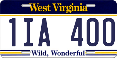 WV license plate 1IA400