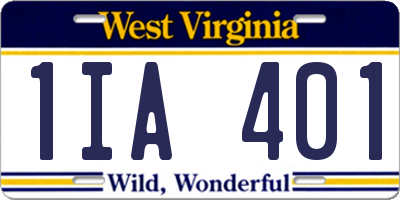 WV license plate 1IA401