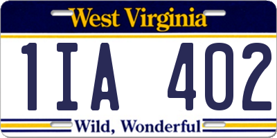 WV license plate 1IA402