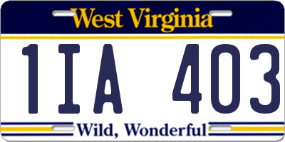 WV license plate 1IA403