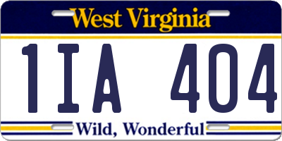WV license plate 1IA404