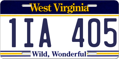 WV license plate 1IA405