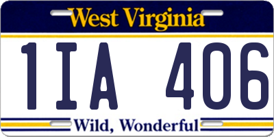 WV license plate 1IA406