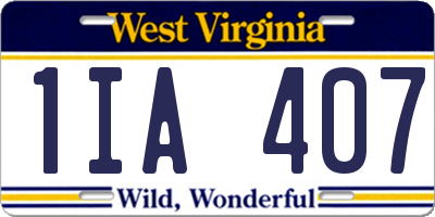 WV license plate 1IA407
