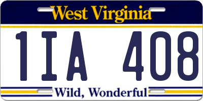 WV license plate 1IA408