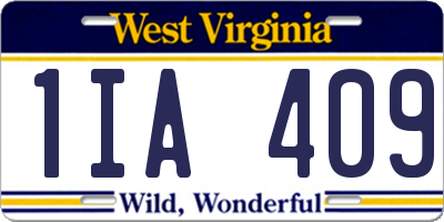 WV license plate 1IA409