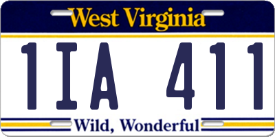 WV license plate 1IA411