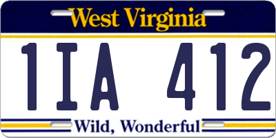 WV license plate 1IA412