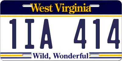WV license plate 1IA414